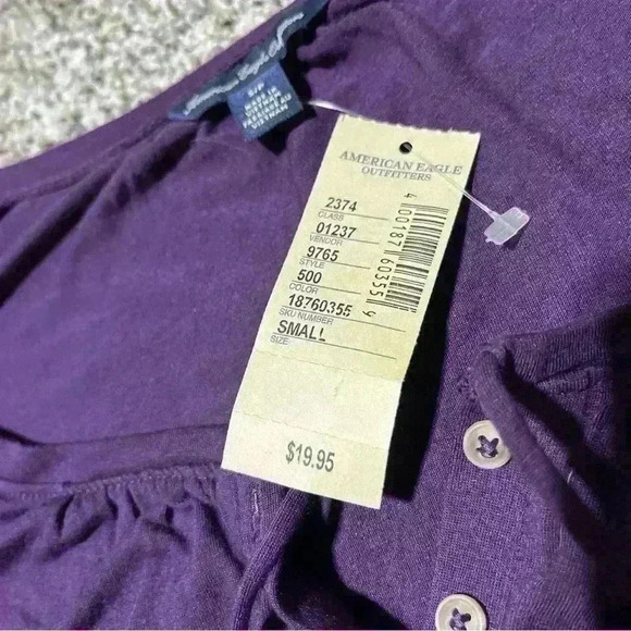 American Eagle Women’s Purple Quarter Button Short Sleeve Blouse Sz Small Note - Picture 2 of 10